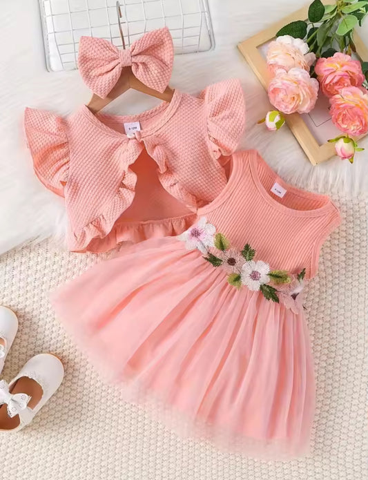 Girls Flower Summer Dress Set