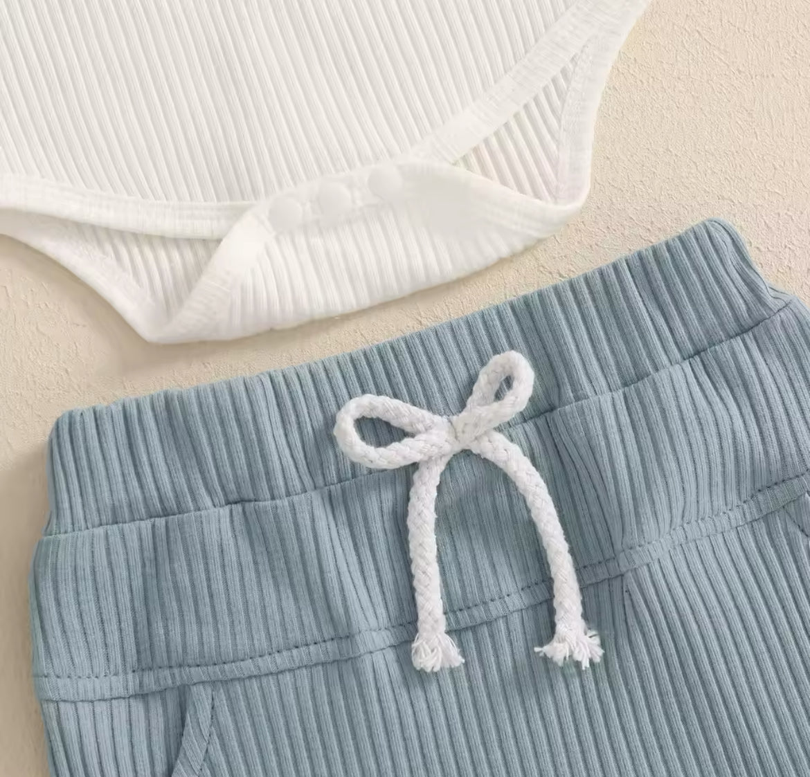 Soft Ribbed Shorts And Vest Set