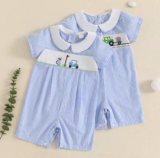 Boys embroidery Romper