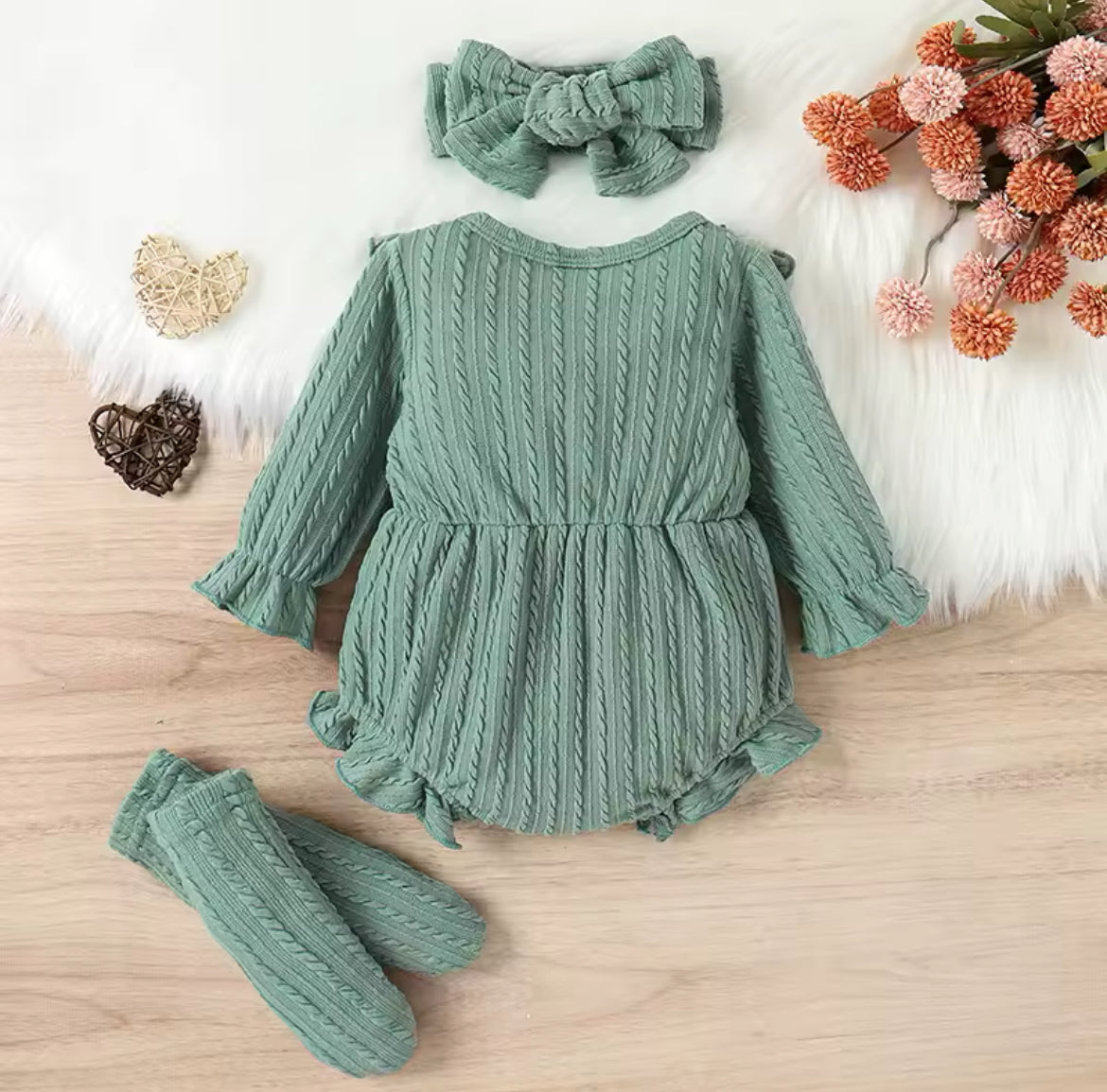 Girls 3-Piece Ruffled Romper