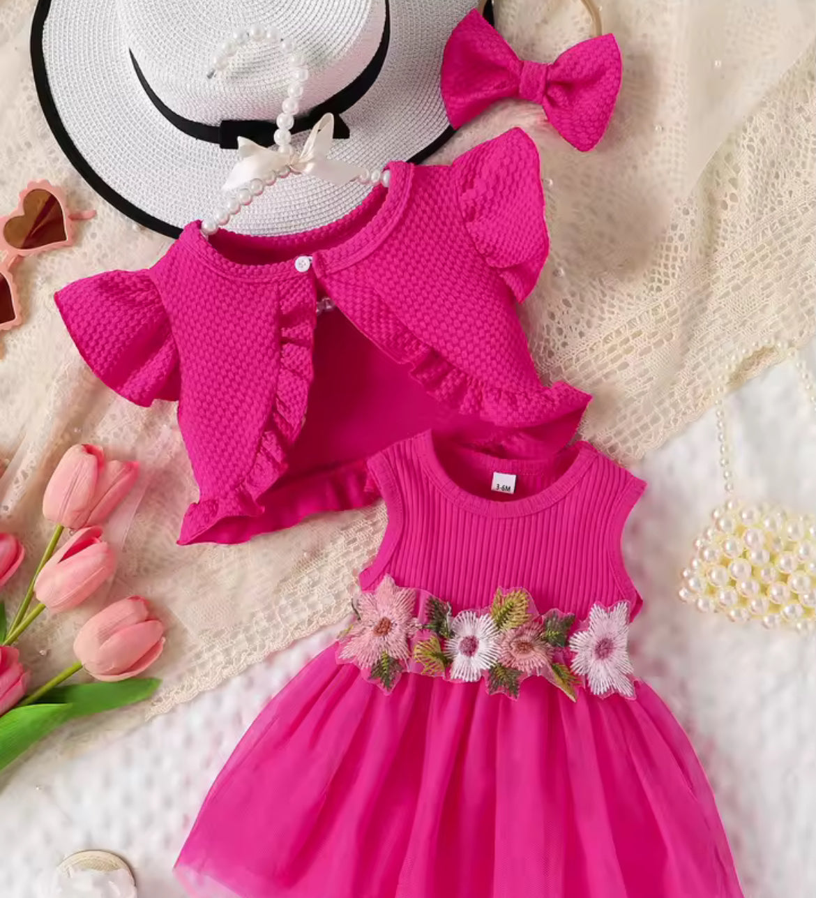 Girls Flower Summer Dress Set