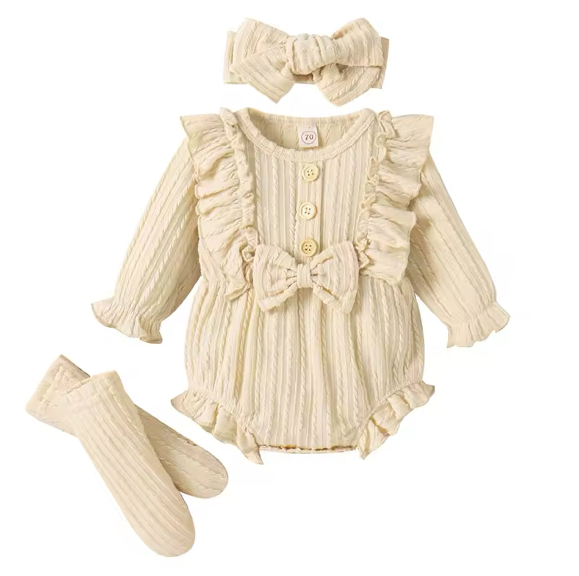 Girls 3-Piece Ruffled Romper